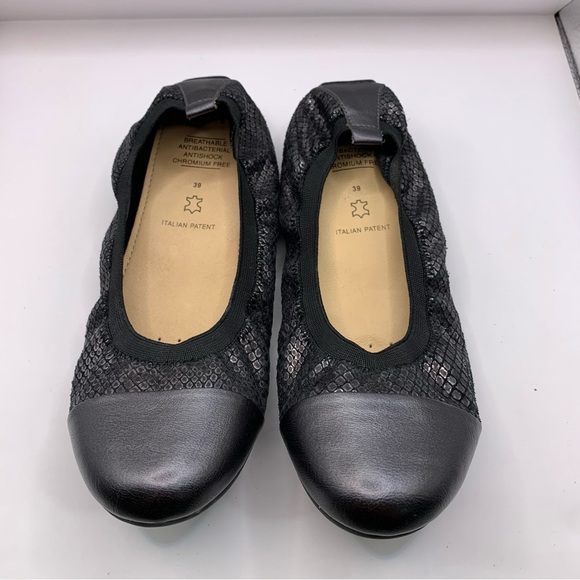 Geox Respira Ballet Flats Italian patent grey & black comfort office sz39 US 8.5 - Picture 8 of 8